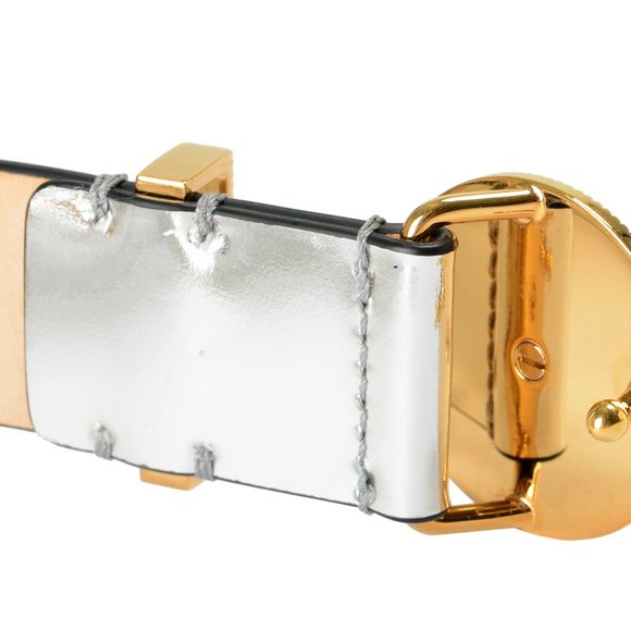 Versace Women\'s Silver Leather Medusa Head Decorated Buckle Belt US 42 IT 105 main image 4